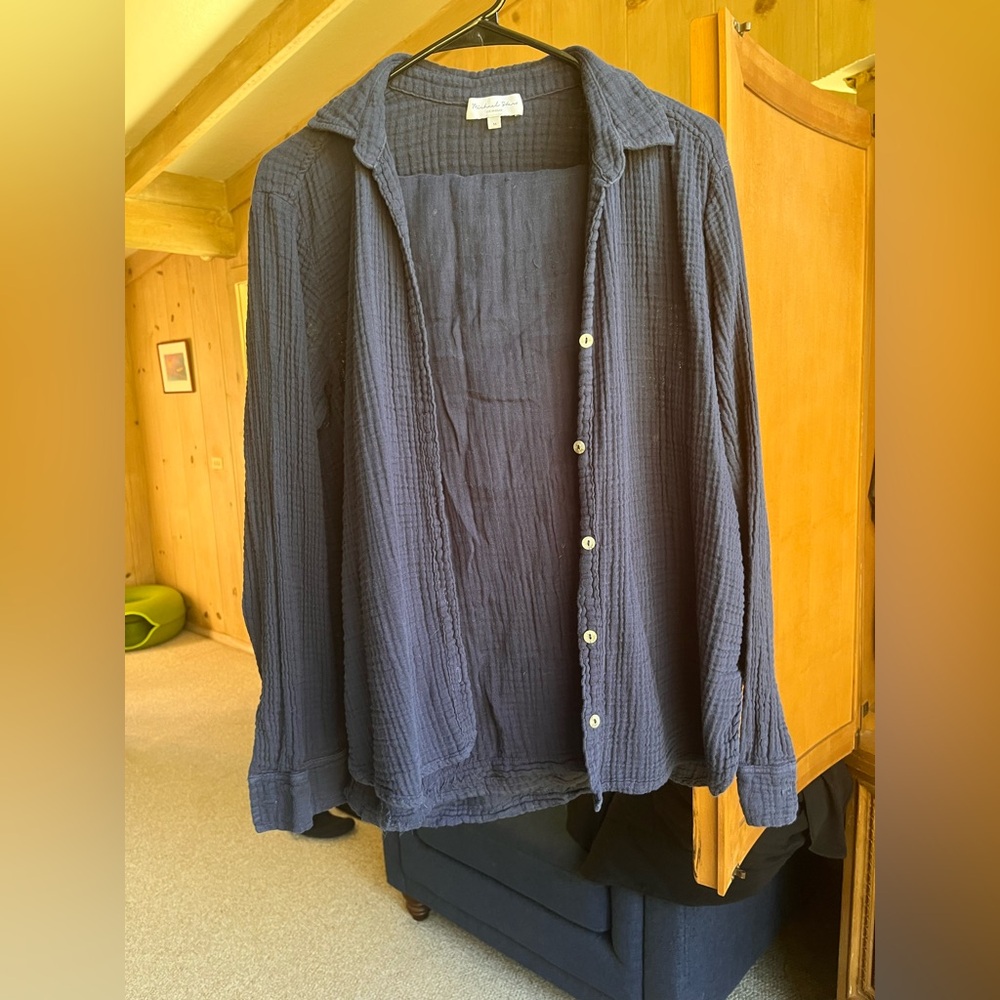 Michael Stars Admiral (Navy) Leo Gauze Button-Down Shirt and Susie Pants Set, M.